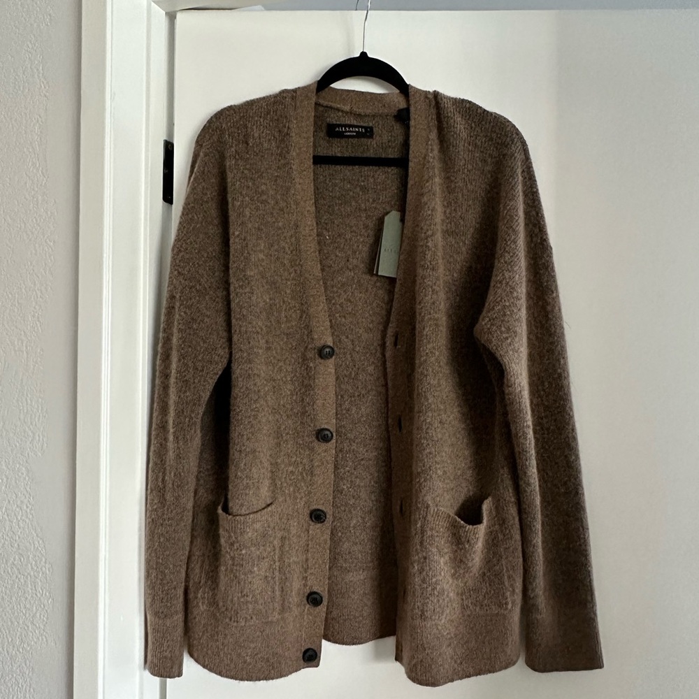 All Saints Brown Men's Cardigan Sweater - Picture 3 of 5